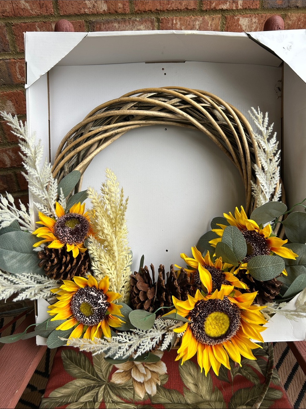 Source Unknown Sunflower Wreath with Yellow & Green Accents